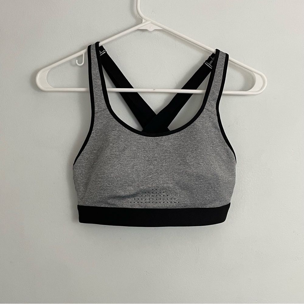 Avia Gray Padded Sports Bra with Black Trim Sz Small Womens Workout Top